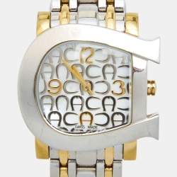 Pre Owned Aigner Mother of Pearl Two Tone Stainless Steel Genua Due A31600 Women's Wristwatch 31 mm