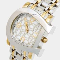 Pre Owned Aigner Mother of Pearl Two Tone Stainless Steel Genua Due A31600 Women's Wristwatch 31 mm