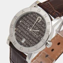 Pre Owned Aigner Brown Stainless Steel Leather Cortina A26100 Women's Wristwatch 38 mm