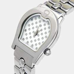 Pre Owned Aigner White Stainless Steel Ravenna A02200 Women's Wristwatch 24 mm