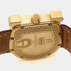 Aigner Brown Gold Plated Stainless Steel Diamond Leather Genua A31000 Women's Wristwatch 31 mm