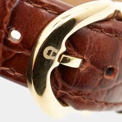 Aigner Brown Gold Plated Stainless Steel Diamond Leather Genua A31000 Women's Wristwatch 31 mm
