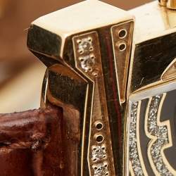 Aigner Brown Gold Plated Stainless Steel Diamond Leather Genua A31000 Women's Wristwatch 31 mm