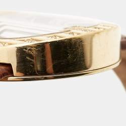Aigner Brown Gold Plated Stainless Steel Diamond Leather Genua A31000 Women's Wristwatch 31 mm