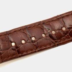 Aigner Brown Gold Plated Stainless Steel Diamond Leather Genua A31000 Women's Wristwatch 31 mm