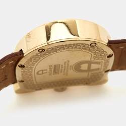 Aigner Brown Gold Plated Stainless Steel Diamond Leather Genua A31000 Women's Wristwatch 31 mm