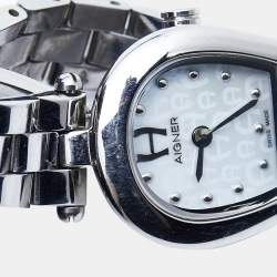 Pre Owned Aigner Mother of Pearl Stainless Steel Muggia A119200 Women's Wristwatch 19 mm 