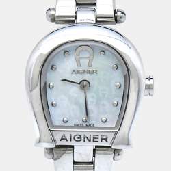 Pre Owned Aigner Mother of Pearl Stainless Steel Muggia A119200 Women's Wristwatch 19 mm 