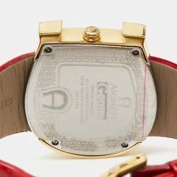 Pre Owned Aigner Cream Gold Plated Stainless Steel Leather Genua A31000 Women's Wristwatch 36 mm 