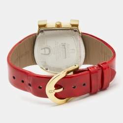 Pre Owned Aigner Cream Gold Plated Stainless Steel Leather Genua A31000 Women's Wristwatch 36 mm 