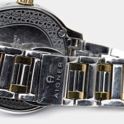 Pre Owned Aigner Mother Of Pearl Two-Tone Stainless Steel Vicenza A111200 Women's Wristwatch 30 mm