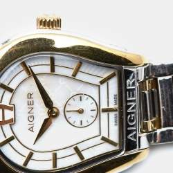 Pre Owned Aigner Mother Of Pearl Two-Tone Stainless Steel Vicenza A111200 Women's Wristwatch 30 mm