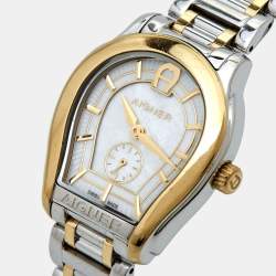 Pre Owned Aigner Mother Of Pearl Two-Tone Stainless Steel Vicenza A111200 Women's Wristwatch 30 mm