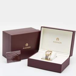 Aigner Pink Mother Of Pearl Two-Tone Stainless Steel Cremona A115257 Women's Wristwatch 28 mm