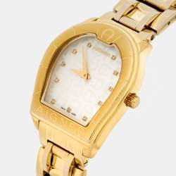 Pre Owned Aigner Mother of Pearl Gold Plated Stainless Steel Verona A48100 Women's Wristwatch 33 mm