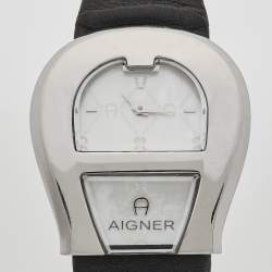 Aigner Mother of Pearl Stainless Steel Leather Venezia A39200 Women's Wristwatch 36 mm