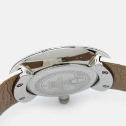 Aigner White Stainless Steel Leather Aversa A51200 Women's Wristwatch 32 mm