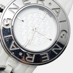 Aigner White Stainless Steel Leather Aversa A51200 Women's Wristwatch 32 mm