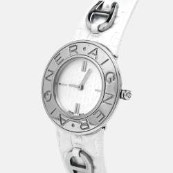 Aigner White Stainless Steel Leather Aversa A51200 Women's Wristwatch 32 mm