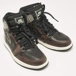 Air Jordans Multicolor Leather Jordan 1 Retro High Light Army Rust Shadow Patina Sneakers Size 36