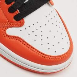 Pre Owned Air Jordans Orange/White Leather Jordan 1 Low OG Starfish Sneakers Size 36