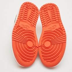 Pre Owned Air Jordans Orange/White Leather Jordan 1 Low OG Starfish Sneakers Size 36