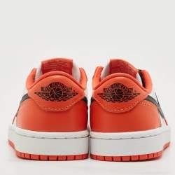 Pre Owned Air Jordans Orange/White Leather Jordan 1 Low OG Starfish Sneakers Size 36