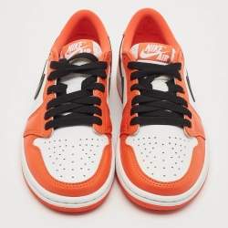 Pre Owned Air Jordans Orange/White Leather Jordan 1 Low OG Starfish Sneakers Size 36