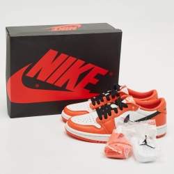 Pre Owned Air Jordans Orange/White Leather Jordan 1 Low OG Starfish Sneakers Size 36