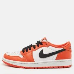 Pre Owned Air Jordans Orange/White Leather Jordan 1 Low OG Starfish Sneakers Size 36