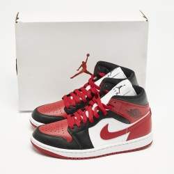 Air Jordans Multicolor Leather Jordan 1 Mid Bred Toe Sneakers Size 38