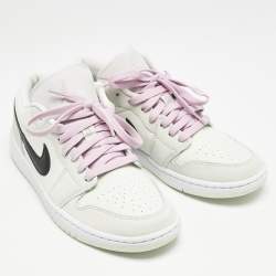 Air Jordans Green Nubuck Leather and Canvas Jordan 1 Low SE Barely Green Sneakers Size 42