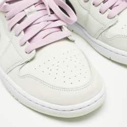 Air Jordans Green Nubuck Leather and Canvas Jordan 1 Low SE Barely Green Sneakers Size 42