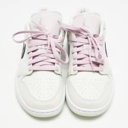 Air Jordans Green Nubuck Leather and Canvas Jordan 1 Low SE Barely Green Sneakers Size 42