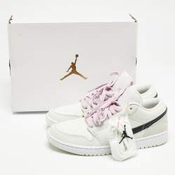 Air Jordans Green Nubuck Leather and Canvas Jordan 1 Low SE Barely Green Sneakers Size 42