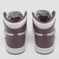 Pre Owned Air Jordans White/Mauve Leather Jordan 1 Retro High OG Sneakers Size 39