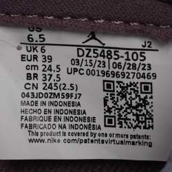 Pre Owned Air Jordans White/Mauve Leather Jordan 1 Retro High OG Sneakers Size 39