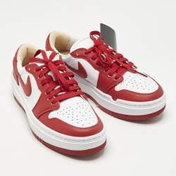 Pre Owned Air Jordans Red/White Leather Jordan 1 Elevate Low Varsity Red Sneakers Size 38.5