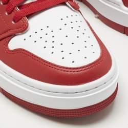 Pre Owned Air Jordans Red/White Leather Jordan 1 Elevate Low Varsity Red Sneakers Size 38.5