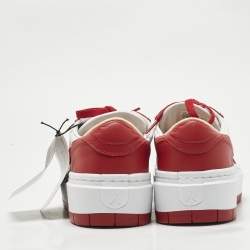 Pre Owned Air Jordans Red/White Leather Jordan 1 Elevate Low Varsity Red Sneakers Size 38.5