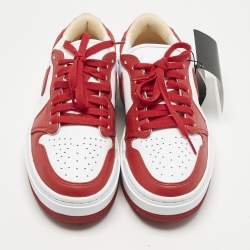 Pre Owned Air Jordans Red/White Leather Jordan 1 Elevate Low Varsity Red Sneakers Size 38.5