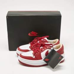 Pre Owned Air Jordans Red/White Leather Jordan 1 Elevate Low Varsity Red Sneakers Size 38.5