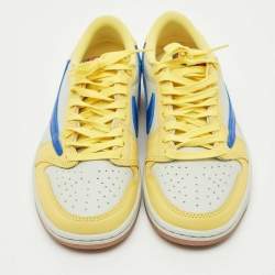 Pre Owned Air Jordans Multicolor Leather Jordan 1 Retro Low OG SP Travis Scott Canary Sneakers Size 39