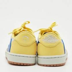 Pre Owned Air Jordans Multicolor Leather Jordan 1 Retro Low OG SP Travis Scott Canary Sneakers Size 39