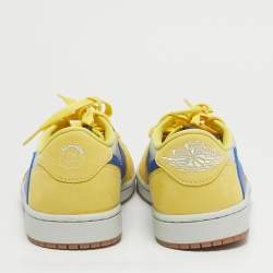 Pre Owned Air Jordans Multicolor Leather Jordan 1 Retro Low OG SP Travis Scott Canary Sneakers Size 44.5