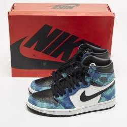 Pre Owned Air Jordans Jordan 1 Retro Tie Dye Size 36.5 Multicolor Leather and Suede High Top Sneakers