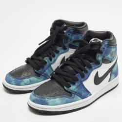 Pre Owned Air Jordans Jordan 1 Retro Tie Dye Size 36.5 Multicolor Leather and Suede High Top Sneakers