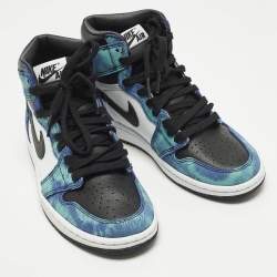 Pre Owned Air Jordans Jordan 1 Retro Tie Dye Size 36.5 Multicolor Leather and Suede High Top Sneakers