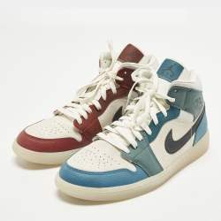 Pre Owned حذاء رياضي إير جوردان 1 ميد جلد رمادي/كحلي مقاس 38