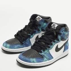 Pre Owned Air Jordans Jordan 1 Retro Tie Dye Size 37.5 Multicolor Leather and Suede High Top Sneakers